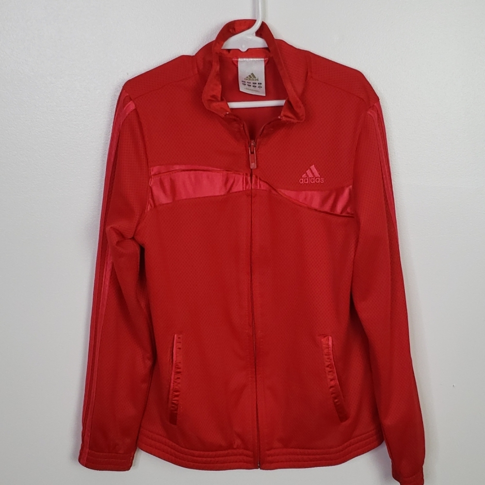 Girls Red and Pink Adidas Zip Up Jacket,  Sz M